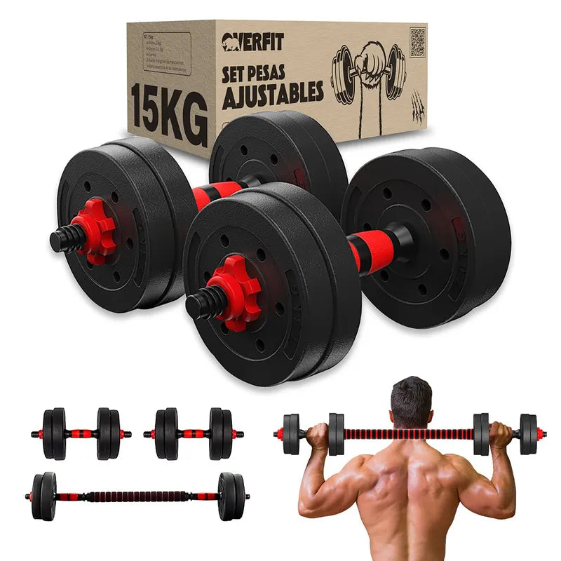 Set Mancuernas Y Barra Unibles 15kg Fitn