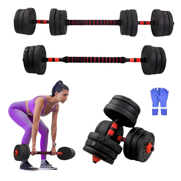 Set Mancuernas Y Barra Unibles 15kg Fitn