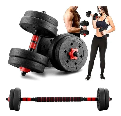 Set Mancuernas Y Barra Unibles 15kg Fitn