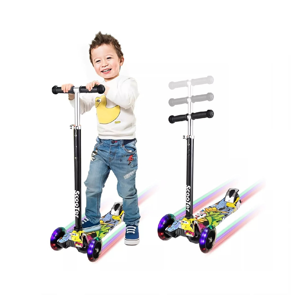 Scooter Monopatín Triple LED