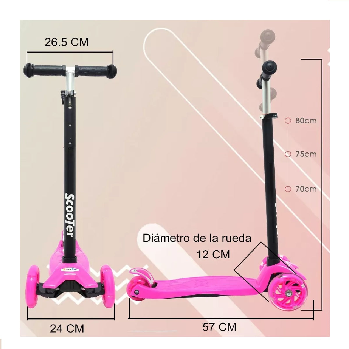 Scooter Monopatín Triple LED